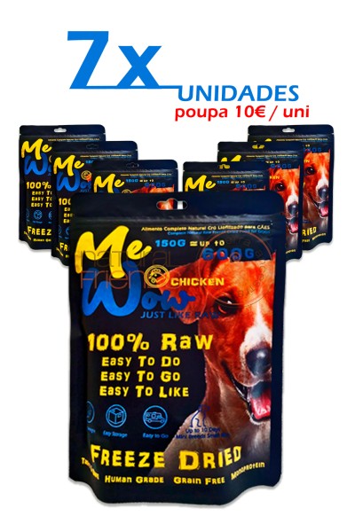 PACK 7X - MEWOW Natural Freeze-Dryed Small Bite Monoprotein DOG FOOD Chicken 150g