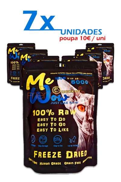 PACK 7X - MEWOW Natural Freeze-Dryed Small Bite Monoprotein CAT FOOD Chicken 150g