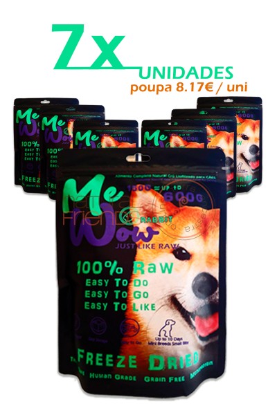 PACK 7X - MEWOW Natural Freeze-Dryed Small Bite Monoprotein DOG FOOD Rabbit 150g